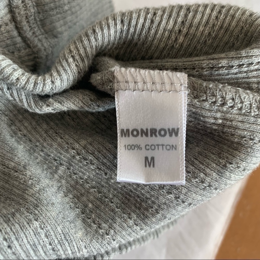 Monrow Heather Pointelle Cowl Raglan Sweatshirt Grey - Picture 8 of 9